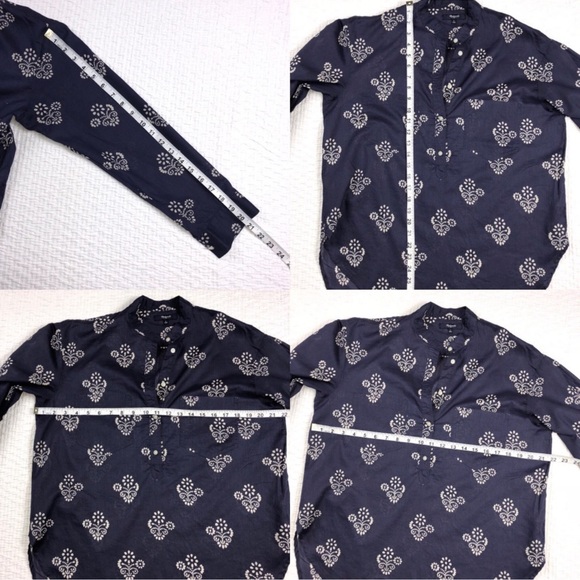 Madewell Collarless Popover Shirt in Flowerstamp size small - Picture 8 of 8